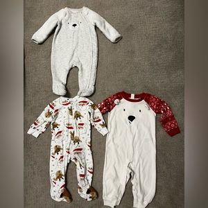 Set of Christmas/holiday onesies/footie